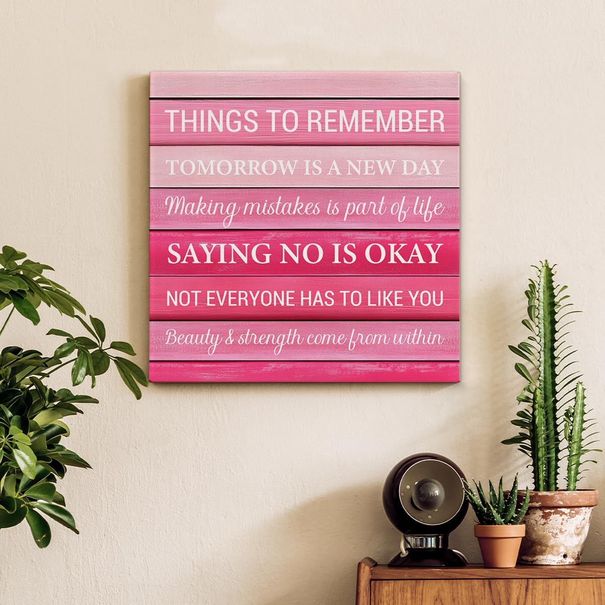 Inspirational Farmhouse Canvas Print Wall Art Decor One Small Positive Thought in the Morning Can Change Your Whole Day Sign Painting Plaque Rustic Home Decoration (8 X 8 Inches, Framed)