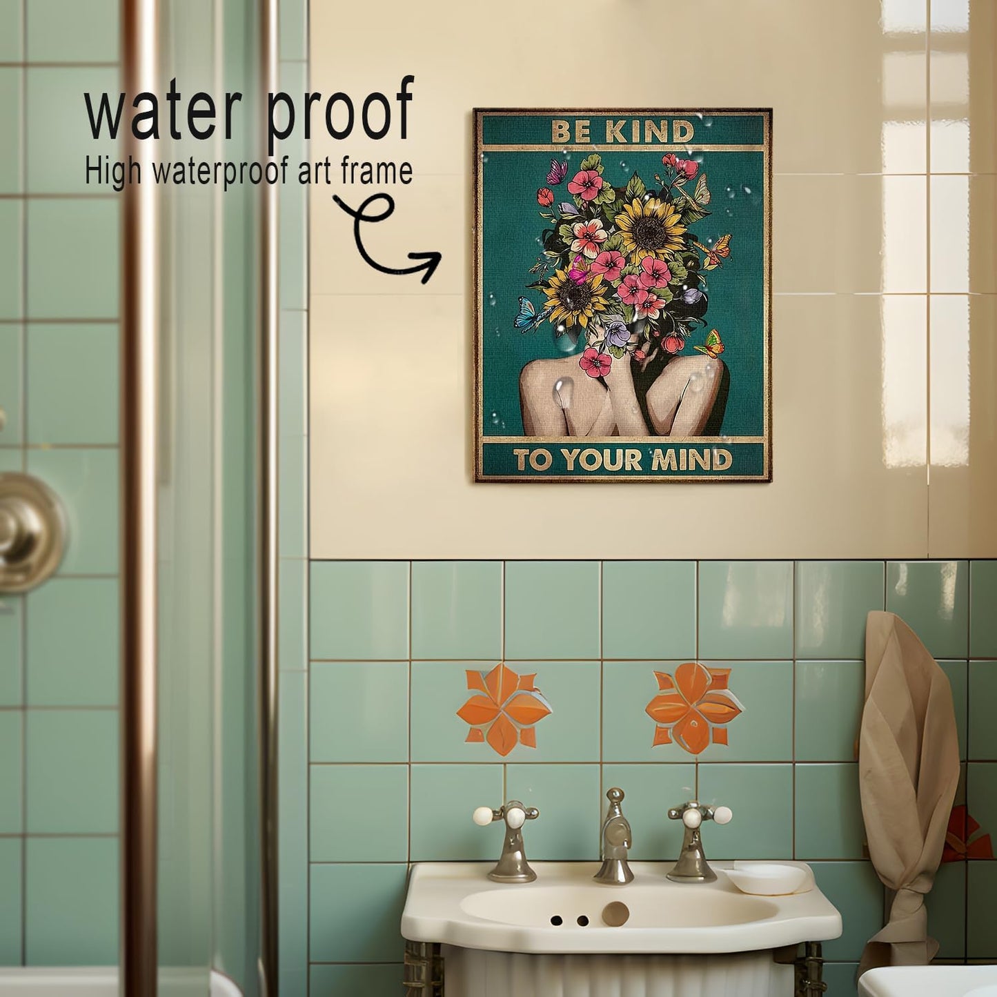 DIHSIEG 12x16 Canvas Wall Art funny bathroom wall art Print Poster Vintage Poster Frameless Floral Can be hung on the Wall Heal Your Heart poster Wall Art Canvas