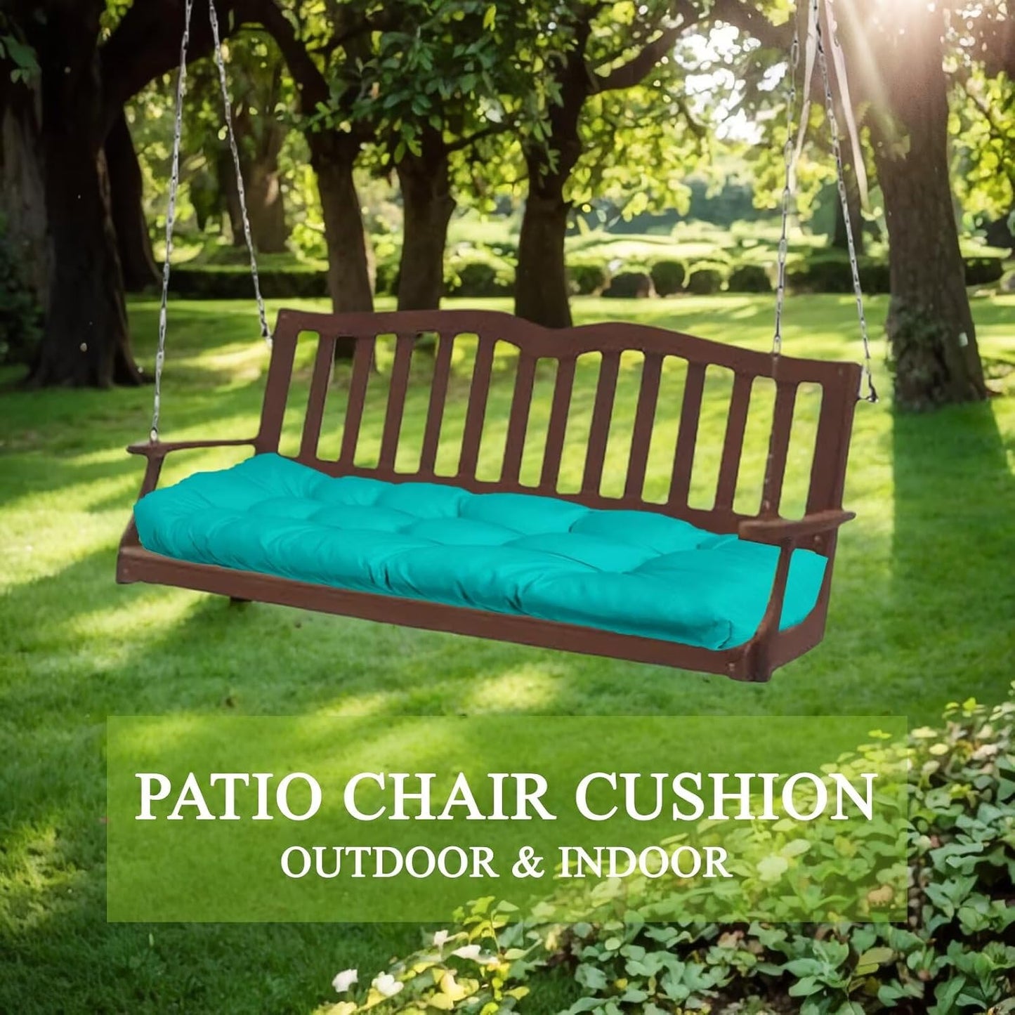 MTMR Outdoor Bench Cushion-44X19 Water-Repellent Tufted Porch Swing Cushions with High Elasticity PP Cotton and Ties Fade-Resistant Patio Outdoor Chair Cushion for Bench Furniture, Indoor Seat Cushion