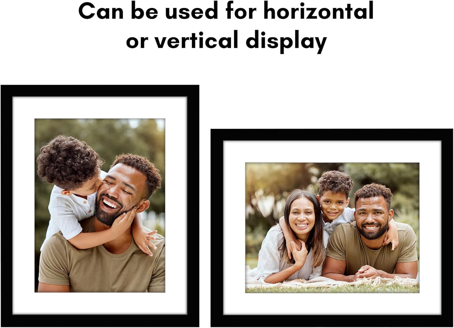 Americanflat 8x10 Picture Frame with Shatter-Resistant Glass - Use as 5x7 Frame with Mat or Display 8x10 Photo Without Mat - Signature Collection - Picture Frames for Tabletop and Wall Display - Black