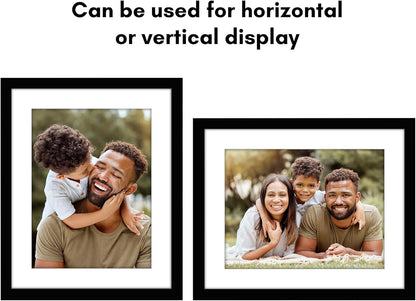 Americanflat 8x10 Picture Frame with Shatter-Resistant Glass - Use as 5x7 Frame with Mat or Display 8x10 Photo Without Mat - Signature Collection - Picture Frames for Tabletop and Wall Display - Black