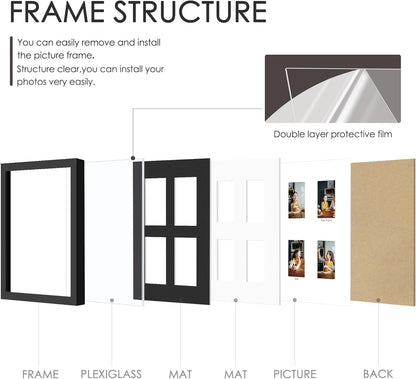DUENPY 14x26 Collage Picture Frame 4x6 Collage Picture Frame Displays Twelve 4x6 inch Photos Available Horizontal Wall Mounting Display and Vertical Black - Colors A