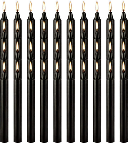 30-Pack 10-Color Taper Candles - 10 Inch Dripless & 10-Hour Burn｜Wedding/Birthday/Home Decor with Premium Wax