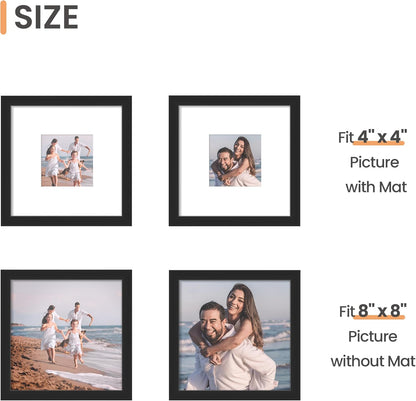 upsimples 5x7 Picture Frame Set of 10, Display Pictures 4x6 with Mat or 5x7 Without, Multi Photo Frames Collage for Wall or Tabletop Display, Black