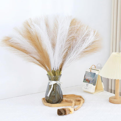 Pampas Grass Decor 30 Pcs 21.7 Inch Faux Brown Pampas Grass Bulk Artificial Dried Flowers Small Vase Filler Pompas Grass.