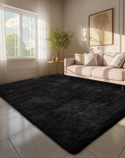 Ophanie Round Rugs 5Ft Ivory Circle Area Rug, Nursery Room Decor, Christmas Aesthetic Bedroom Home Circular Carpet 5 Foot, Fluffy Fuzzy Shag Plush Cream Living Room Rugs for Kids Boys Girls Teen Baby