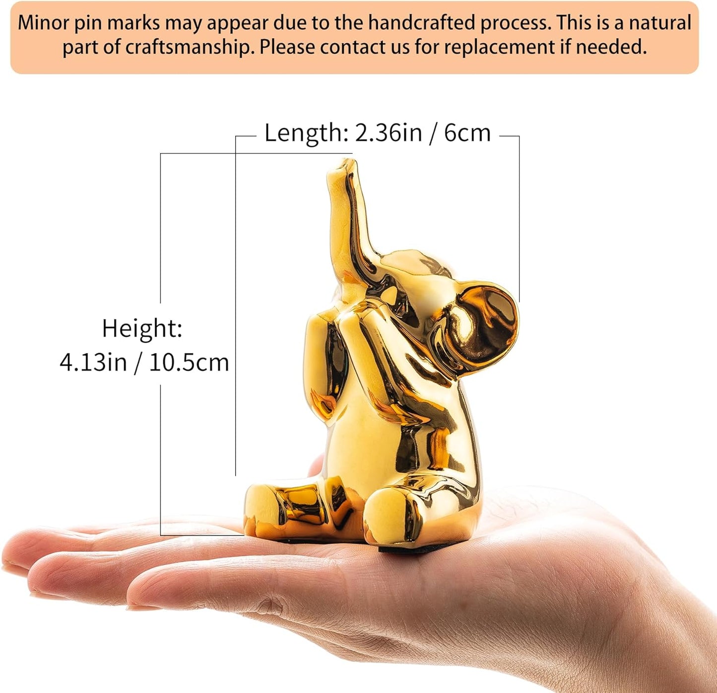 SURE YUESI for Mom from Daughter or Son, Pair of Small Gold Elephant Figurines, Modern Boho Decorative Statues, Lucky Elephant Home Decor for Living Room, Bedroom, Office Desk & Shelf