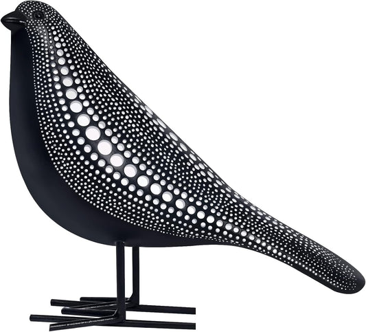 Quoowiit Bird Figurine, Modern Sculpture and Statues for Home Decor, Animal Statues for Bookshelf, Table, Entryway, Fireplace, Resin Decorative Sculpture with Chic Polka Dots Art Design (White)