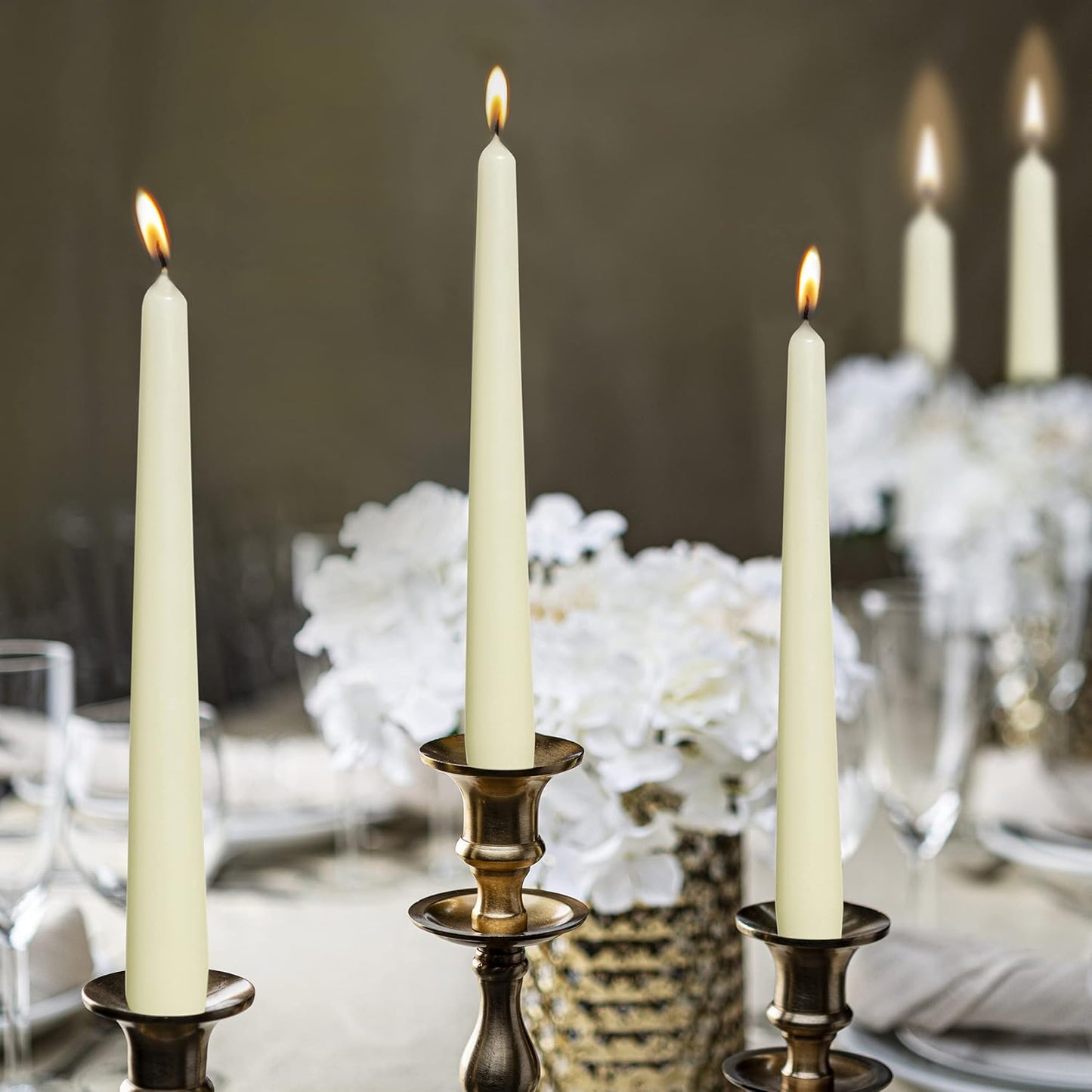 BOLSIUS Long Household Ivory Taper Candles - 10-inch Unscented Premium Quality Wax - 8 Hour Long Burning Dripless Candles Bulk Pack of 30 for Home Decor, Wedding, Parties and Special Occasions