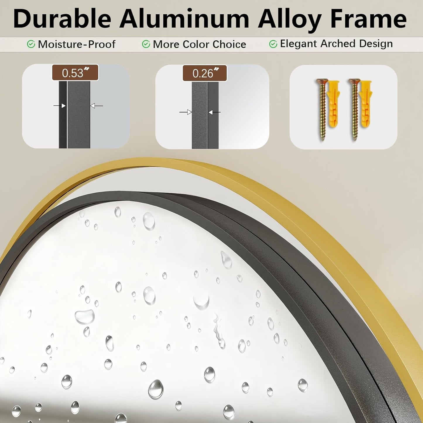 57" x 20" Arched Full Length Mirror - Wall Mounted/Floor Mirror Aluminum Alloy Frame Full Body Mirrors for Bathroom Living Room Bedroom and Entryway,Black
