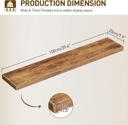 RALGEND Floating Shelves for Wall, 1.5" Thick Wall Shelf Set of 3 with Invisible Brackets, L31.5 x W7.9 Hanging Shelves Farmhouse Home Decor for Bathroom, Living Room, Bedroom, Rustic Brown 8301BJP3BF
