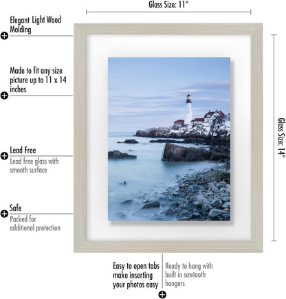 Americanflat 8x10 Floating Picture Frame with Polished Crystal-Clear Glass - Use as 5x7 Picture Frame or Display 4x6 Photo - Signature Float Collection - Photo Frames for Tabletop or Wall - Black