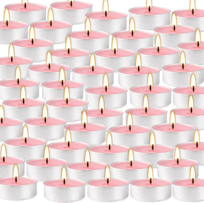 Howemon Purple Lavender Scented Tealight Candles - 4 Hours - Giant 100 Bulk Packs - Smokeless Tea Lights for Valentine's Day, Weddings,Christmas, Home Decorative
