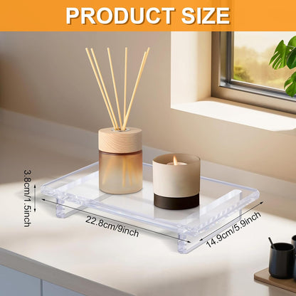 Chivalral Acrylic Bathroom Counter Tray: Water-Resistant Kitchen and Bathroom Tray Countertop Decor,Perfect for Soap Dish,Vanity,Plant,Candle Decor,and Riser Organizer-Small