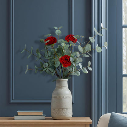 6pcs Real Touch Artificial Faux Eucalyptus Stems Dual-Sided Lifelike Leaves Fake Eucalyptus Greenery Plants for Wedding Flower Arrangement Centerpiece Bouquet Home Office Decor(Gray Green)