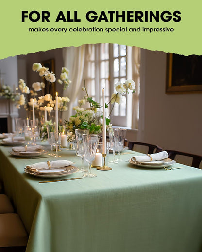 Pureegg Rectangle Linen Tablecloth Waterproof & Stain Resistant, Wrinkle-Free Table Cloth Adds Elegance and Protection, Ideal for Dining, Party, Wedding and Outdoor, 52 x 70 Inch, Sage Green