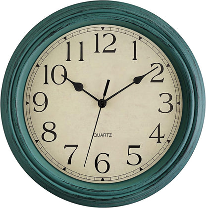Foxtop Retro Silent Non-Ticking Round Classic Clock Quartz Decorative Battery Operated Wall Clock for Living Room Kitchen Home Office 12 Inch (Bronze)