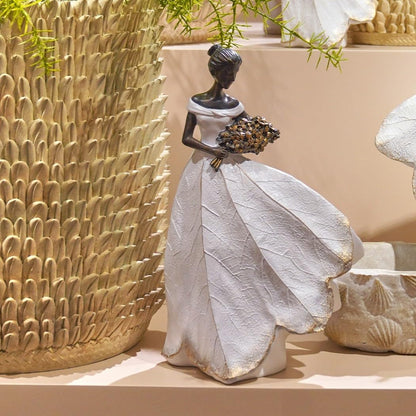 Guichifun Fairy Statue Collection Home Decoration - Leaf Angel Girls Resin Modern Table Decor for Living Room Office Sculpture Decor for Women Indoor Rustic Figurines Gift 5 x 3 x 7.5 Inch