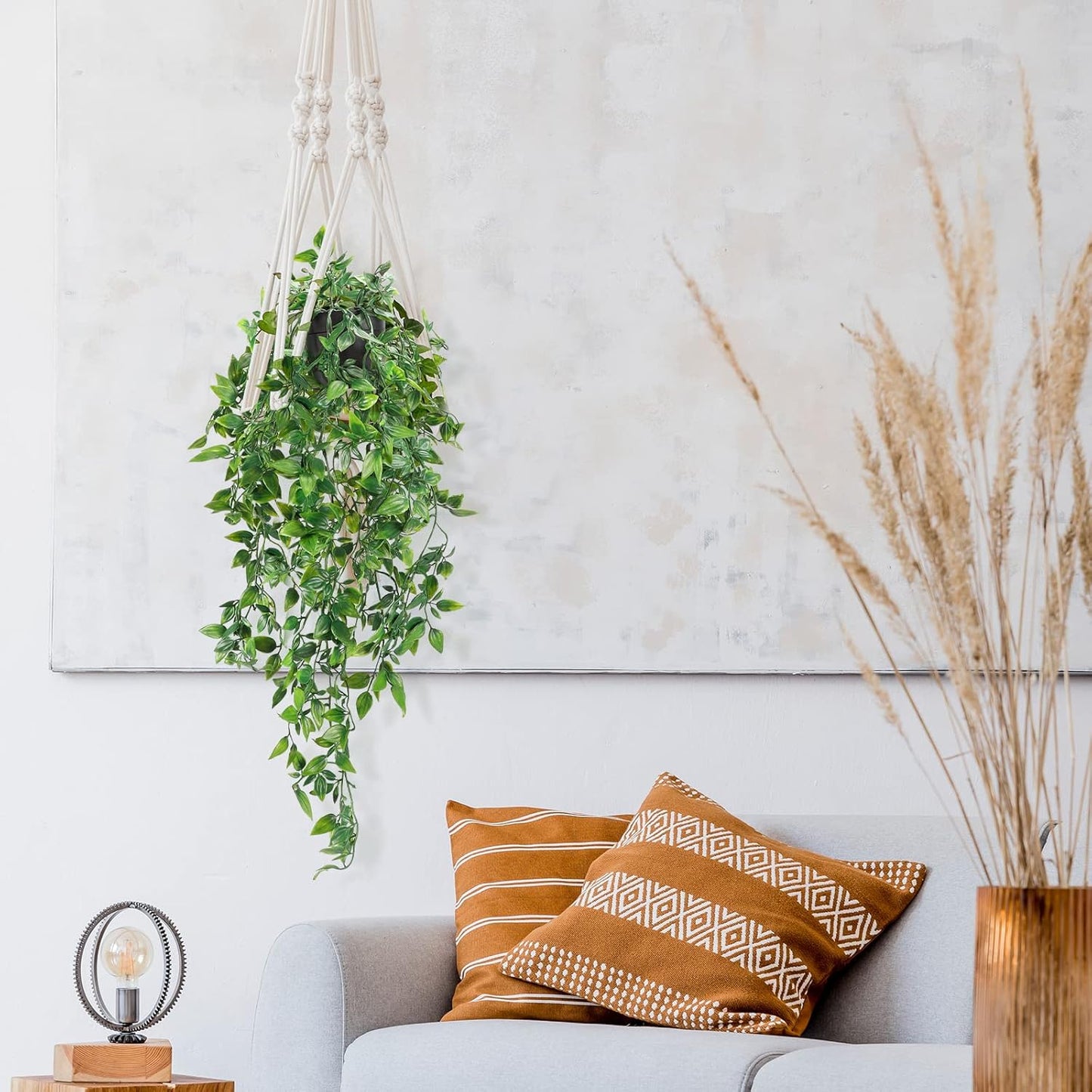 Whonline Fake Hanging Plants, Artificial Small Potted Plants for Indoor Outdoor Aesthetic Office Living Room Shelf Decor (1 Pack)