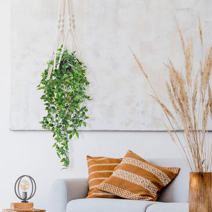 Whonline Fake Hanging Plants, Artificial Small Potted Plants for Indoor Outdoor Aesthetic Office Living Room Shelf Decor (1 Pack)