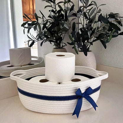 CHICVITA Decorative Gift Basket, Easter Basket for Kids, Woven Rope Storage Baskets with Handles, Nursery Baby Shower Toy Organizer, Grey, 13 x 9.8 x 5 inches
