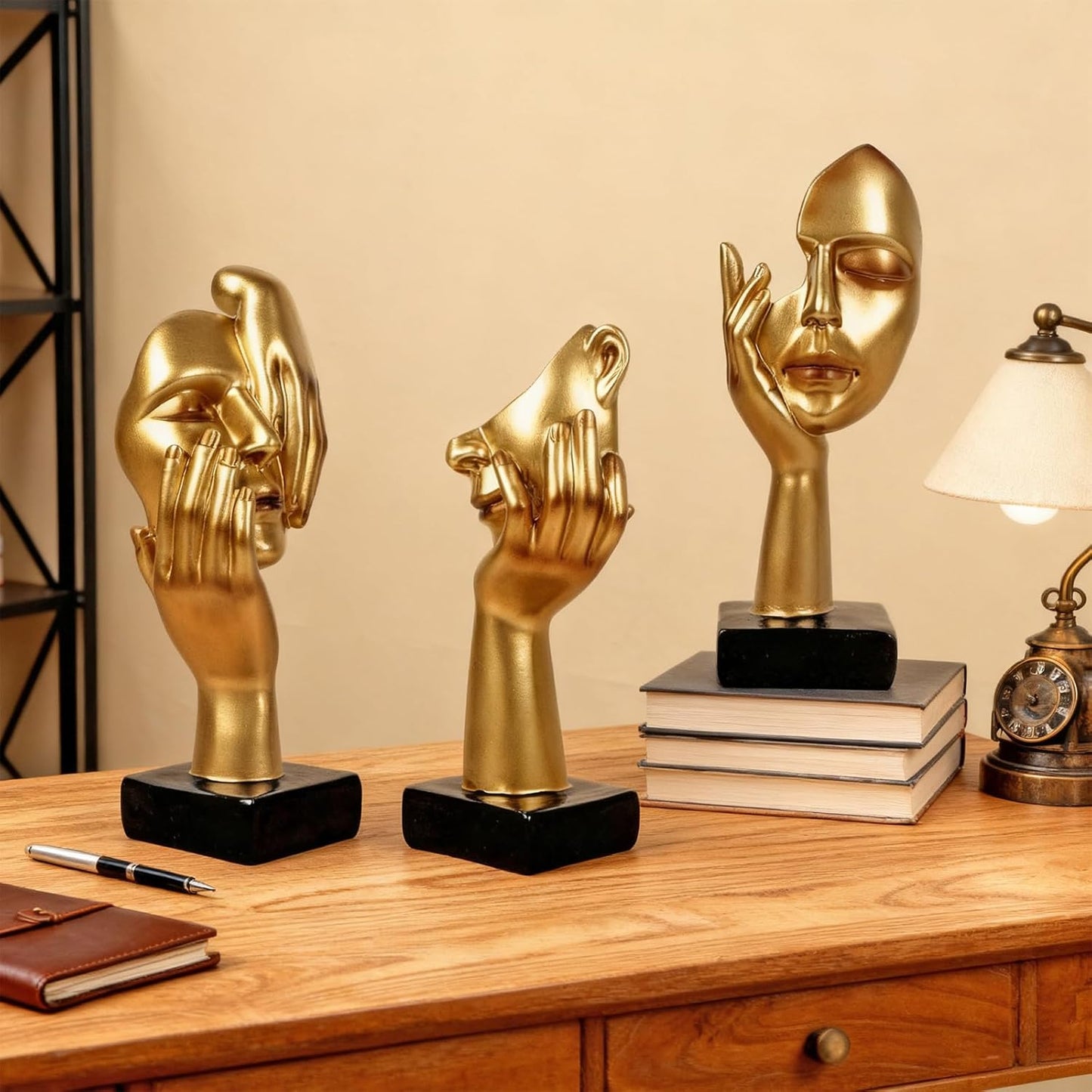3 Pcs Thinker Statue,Modern Home Resin Sculptures,Collectible Figurines for Home Office Bookshelf Desktop Decor(Black)
