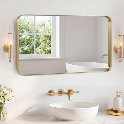 NEWBULIG Gold Round Wall Mirror 36 Inch, Bathroom Mirrors for Over Sink, Wall Decor for Bathroom, Entryway, Bedroom, Vanity