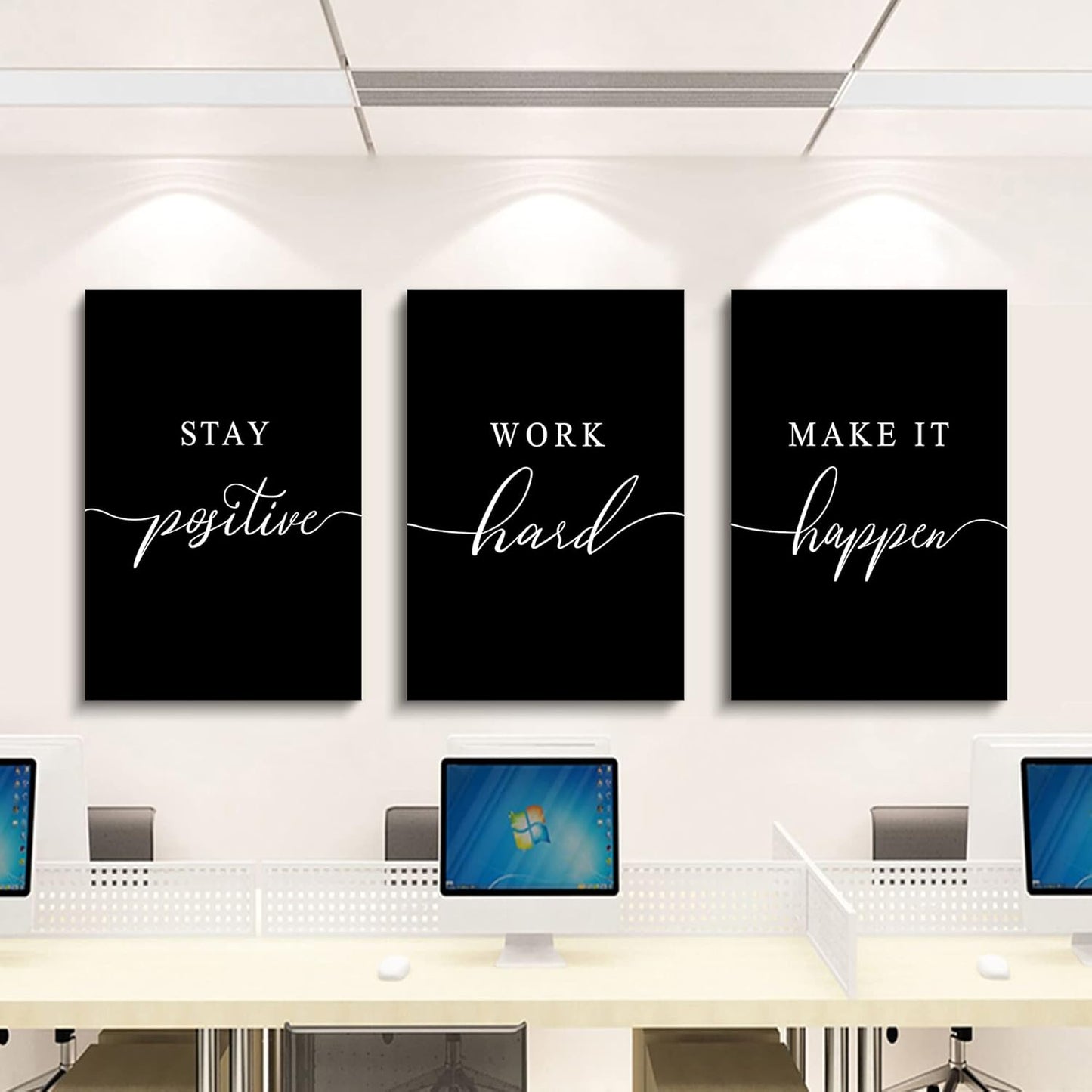 Inspirational Canvas Painting Wall Art -EPHANY ART,Mindset Quotes Prints, Success Framed Entrepreneur Poster Positive Quotes Wall Poster for Home Office Workplace (M-3pcs,12x16inchx3pcs)