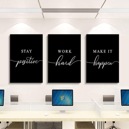 Inspirational Canvas Painting Wall Art -EPHANY ART,Mindset Quotes Prints, Success Framed Entrepreneur Poster Positive Quotes Wall Poster for Home Office Workplace (M-3pcs,12x16inchx3pcs)