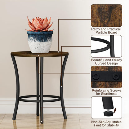 YINMIT Plant Stand Indoor,2 Tier Round Potted Holder Rack,Flower Pot Stand Shelf,Round Supports Rack,Corner Plant Shelf for Balcony Garden Patio Living Room,Brown