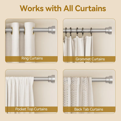 YaFex Curtain Rods 32-144 Inch, Heavy Duty 1 Inch Adjustable Curtain Rod for Windows, Black Extra Long Window Treatment Rods, Modern Design, Easy Installation