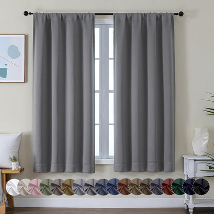 Simplebrand Ava Sage Green Blackout Curtains for Bedroom 63 Inch Length 2 Panels Set, Solid Thermal Insulated Energy Saving Rod Pocket Window Treatment Curtains Blackout Drapes, W40 x L63 Inch, Sage - Colors B