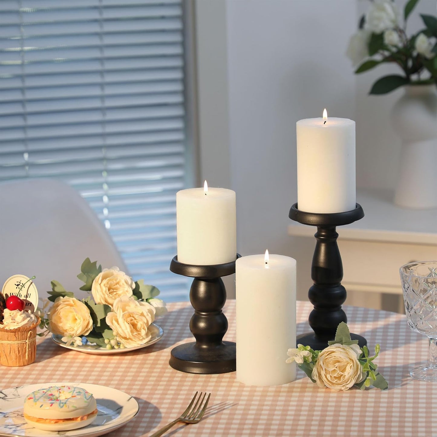 Sage Green Pillar Candles Set of 3 - Hand-Poured Unscented Candles,Smokeless Dripless Candles for Dinner Table and Home, Set of 3 in Different Sizes (3"x4", 3"x5", 3"x6")