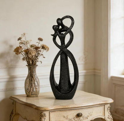 Couple Statue for Home Decor,Hugging Couple Figurines,Valentines Decor,Modern Romantic Sculptures for Living Room Bedroom Office(White+Black)