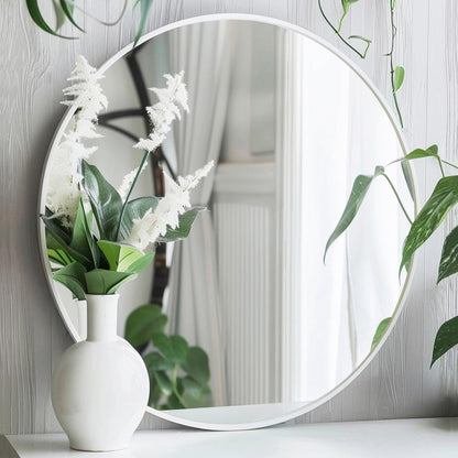 Sunniry Black Round Mirror, Round Mirror 24 inch, Black Circle Mirrors Matte Metal Frame, Wall Mounted Mirrors for Living Room, Bathroom, Wall, Entryway.