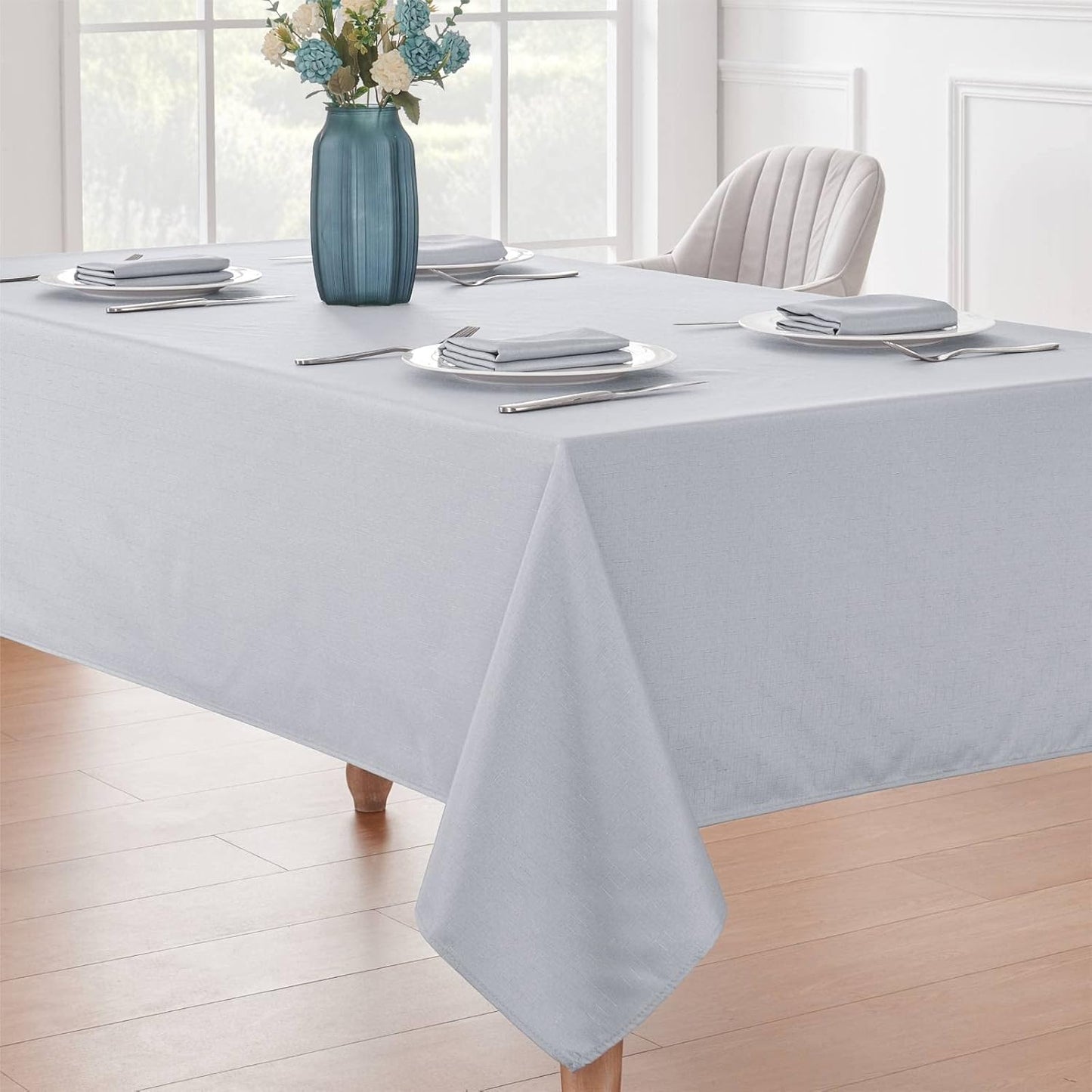 Veblandy Rectangle Tablecloth Waterproof Linen Textured Table Cloth Stain and Wrinkle Resistant Washable, Decorative Fabric Table Cover for Dining, Party and Camping (Sage Green, 52 * 70)