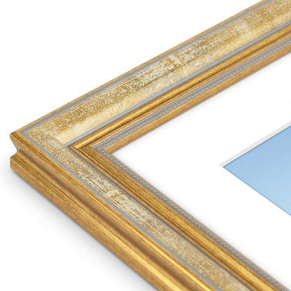 Golden State Art,11x14 Ornate Picture Frame for 8x10 Photo with Mat or 11 x 14 Prints without Mat,Real Glass Wall Display(Color:Green Gold)