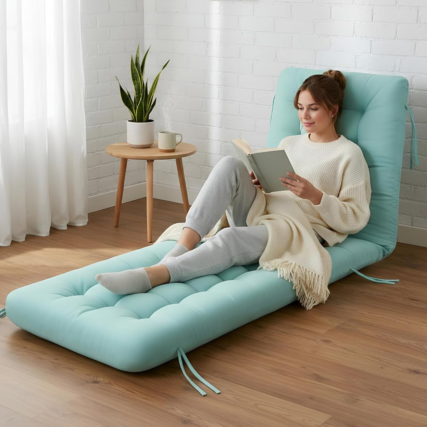 Vercraft Long Floor Cushion Large Floor Cushion with Brushed Cotton Jumbo Lounger Pillow for Outdoor Indoor Bay Window Meditation Yoga Reading Sleeping(Pink)
