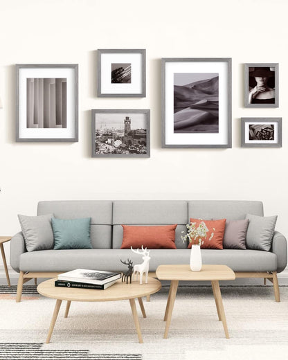 Egofine 8x10 Picture Frames Set of 4, Made of Solid Wood Covered by Plexiglass 4x6 and 5x7 with Mat or 8x10 without Mat, for Table Top Display and Wall Mounting Photo Frame Black