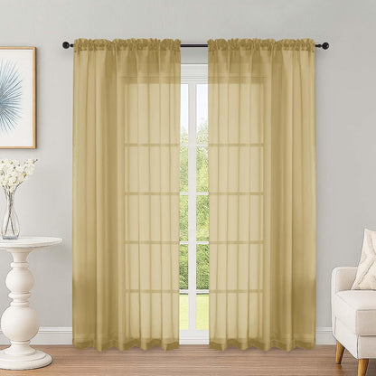 OWENIE Sheer Curtains 84 inches Long 2 Panels Set for Living Room/Bedroom, Rod Pocket Voile Sheer Panel Drapes, White, 2pcs, Each 42" W x 84" L - Colors B