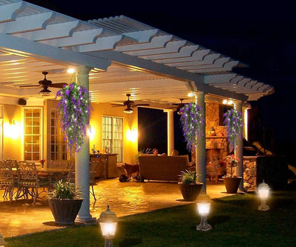 RECUTMS Artificial Hanging Plants Fake Hanging Plant Faux Eucalyptus Leaf Greenery Vine Outdoor UV Resistant Plastic Plants Home Garden Wedding Party Indoor Outdoor Decorations(White)