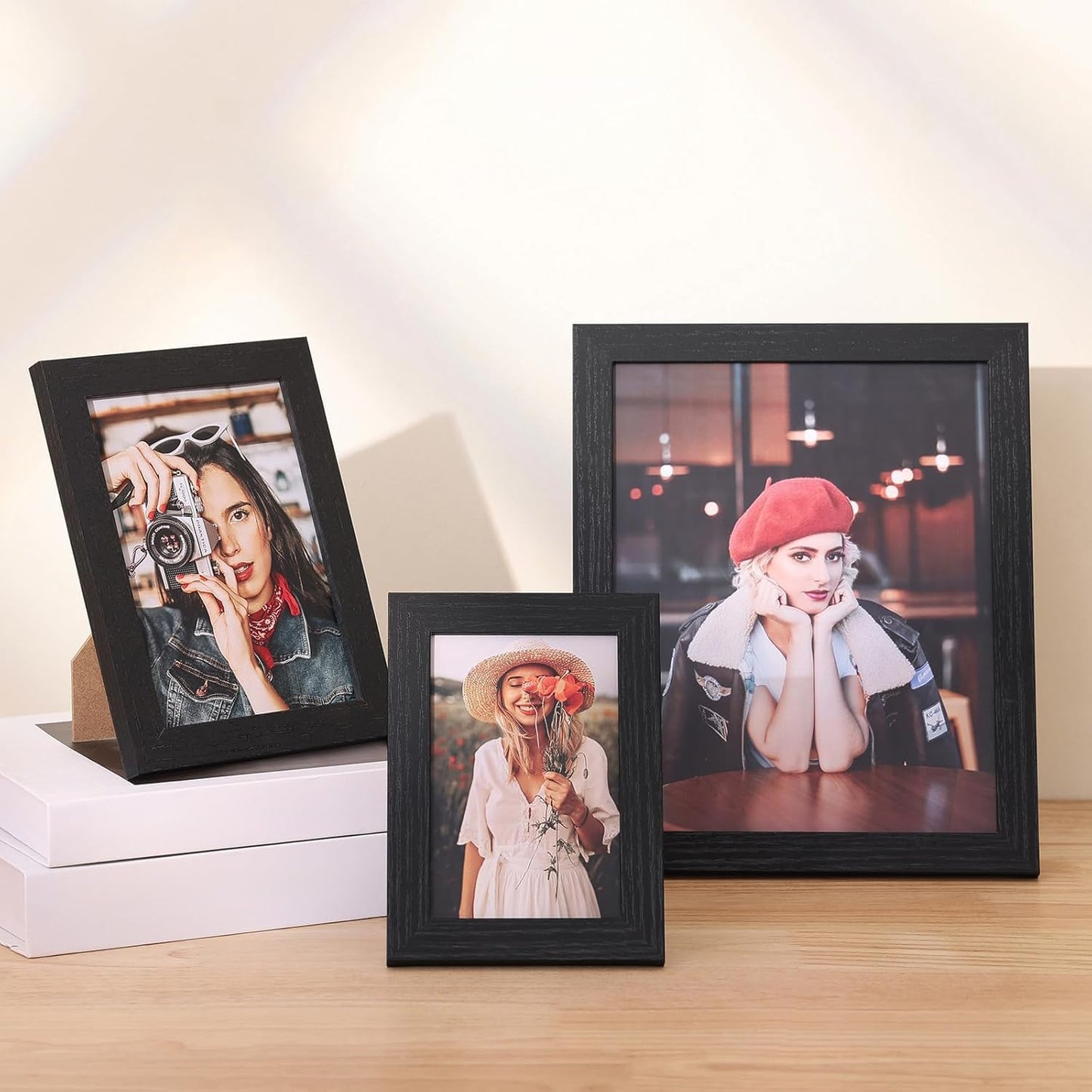 Vittanly 11x14 Picture Frame, Display Pictures 8x10 with Mat or 11x14 without Mat, Photo Frame for Wall Mounting, Black, 1 Pack - Colors A