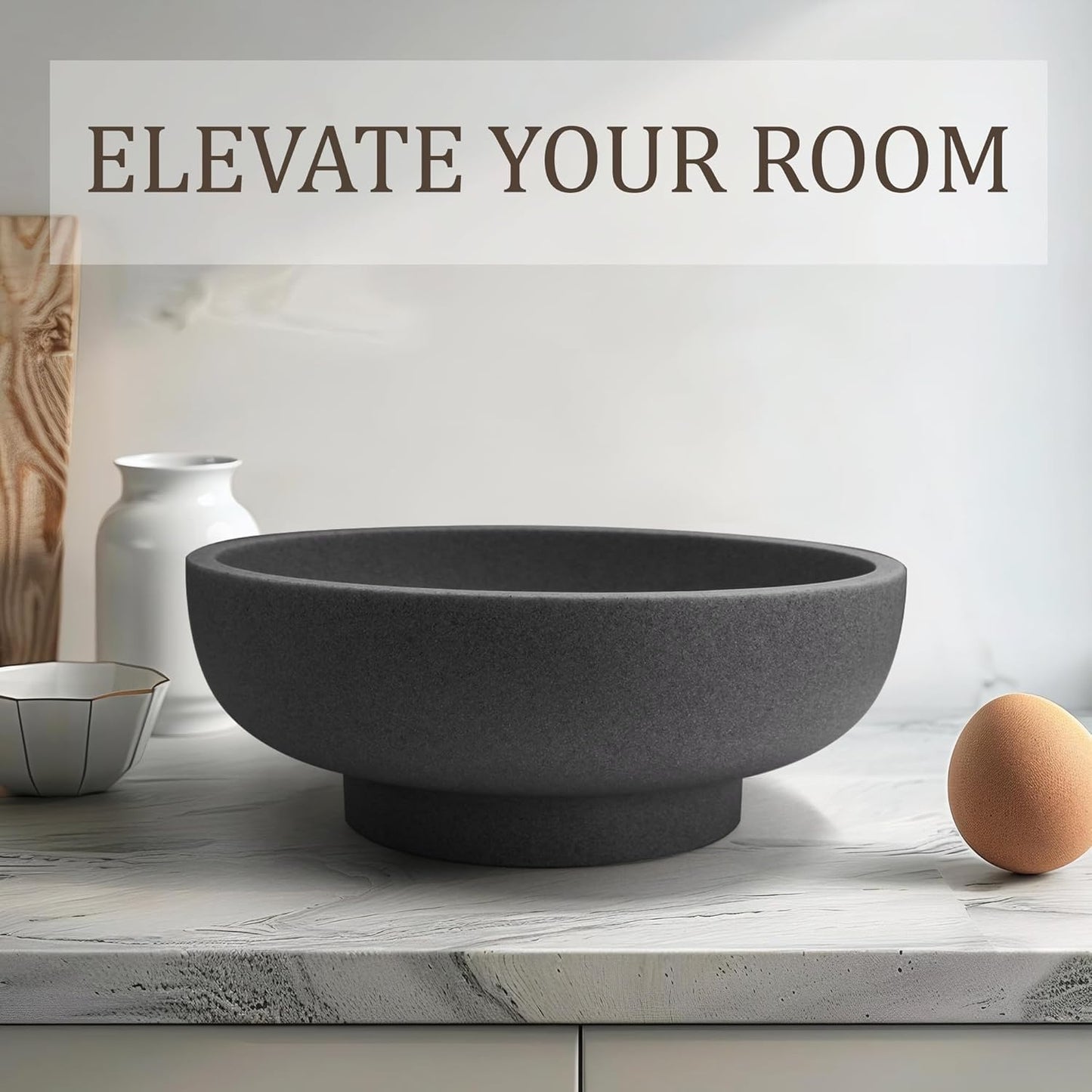 LIN CHUAN Large Decorative Bowl, Fruit Bowl for Kitchen Counter, Modern Resin Bowl for Home Decor, Key Holder for Entry Table, Sand Beige