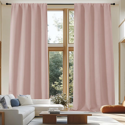 Simplebrand Ava Sage Green Blackout Curtains for Bedroom 63 Inch Length 2 Panels Set, Solid Thermal Insulated Energy Saving Rod Pocket Window Treatment Curtains Blackout Drapes, W40 x L63 Inch, Sage - Colors A