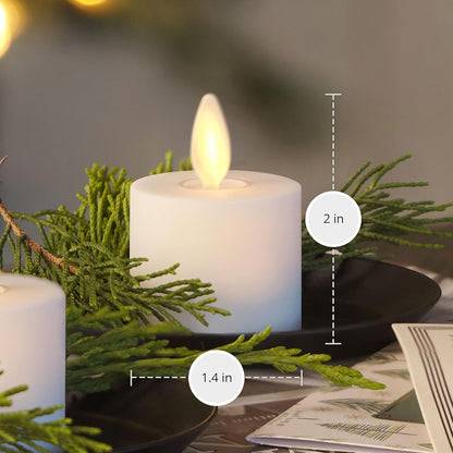 Luminara Flickering Flameless Pearl Ivory Tealights - Warm LED Light Flame Votives - Battery Operated Decor for Dining Room Table Centerpieces, Fireplace Mantel, Dinner Party, Reception - Set of 4