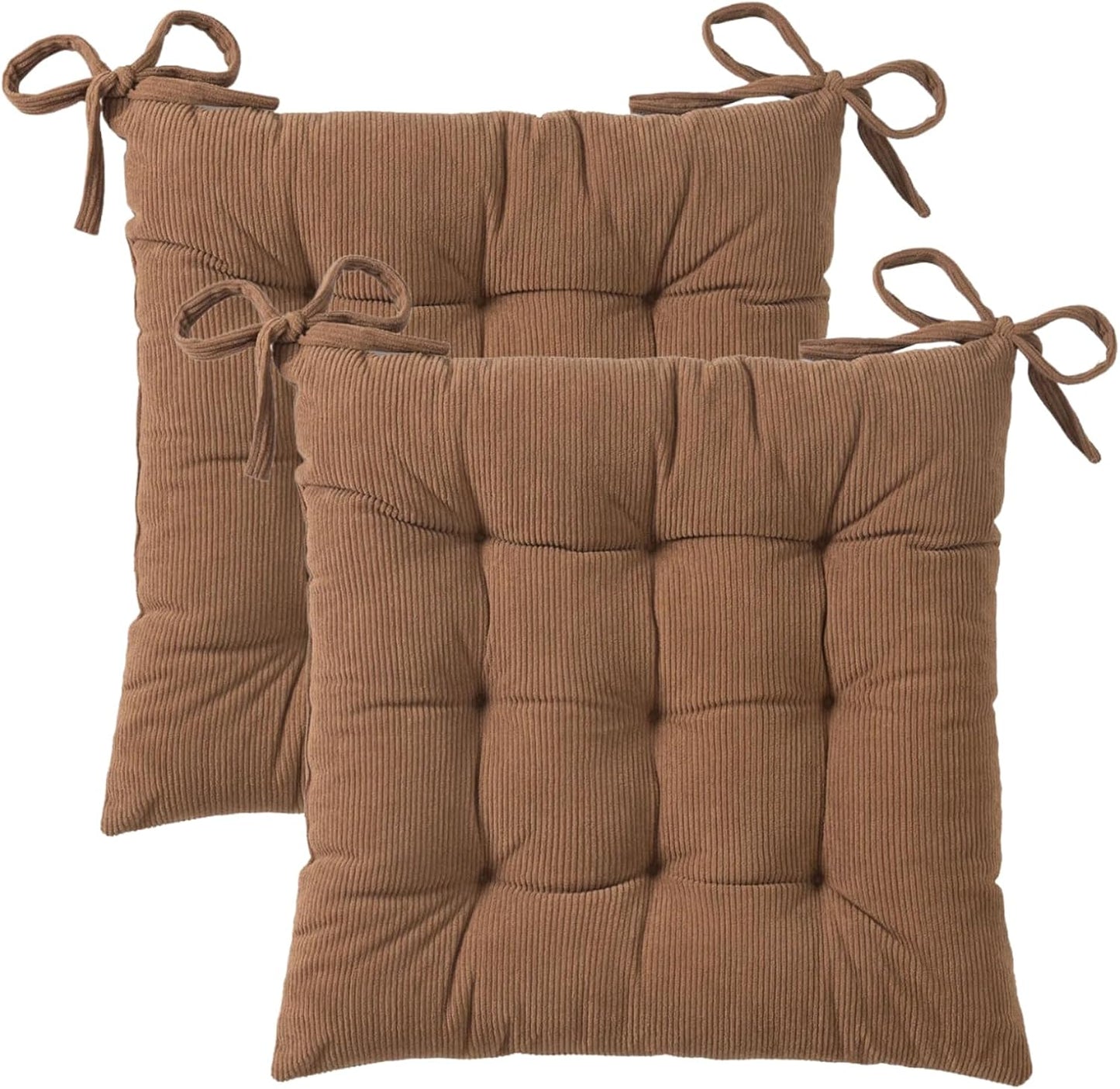 HLOVME Corduroy Chair Cushion with Ties Ultra Soft Warm Floor Cushion for Kids Reading Nook Comfortable Square Seat Cushion for Adult 15.7”x15.7”, White