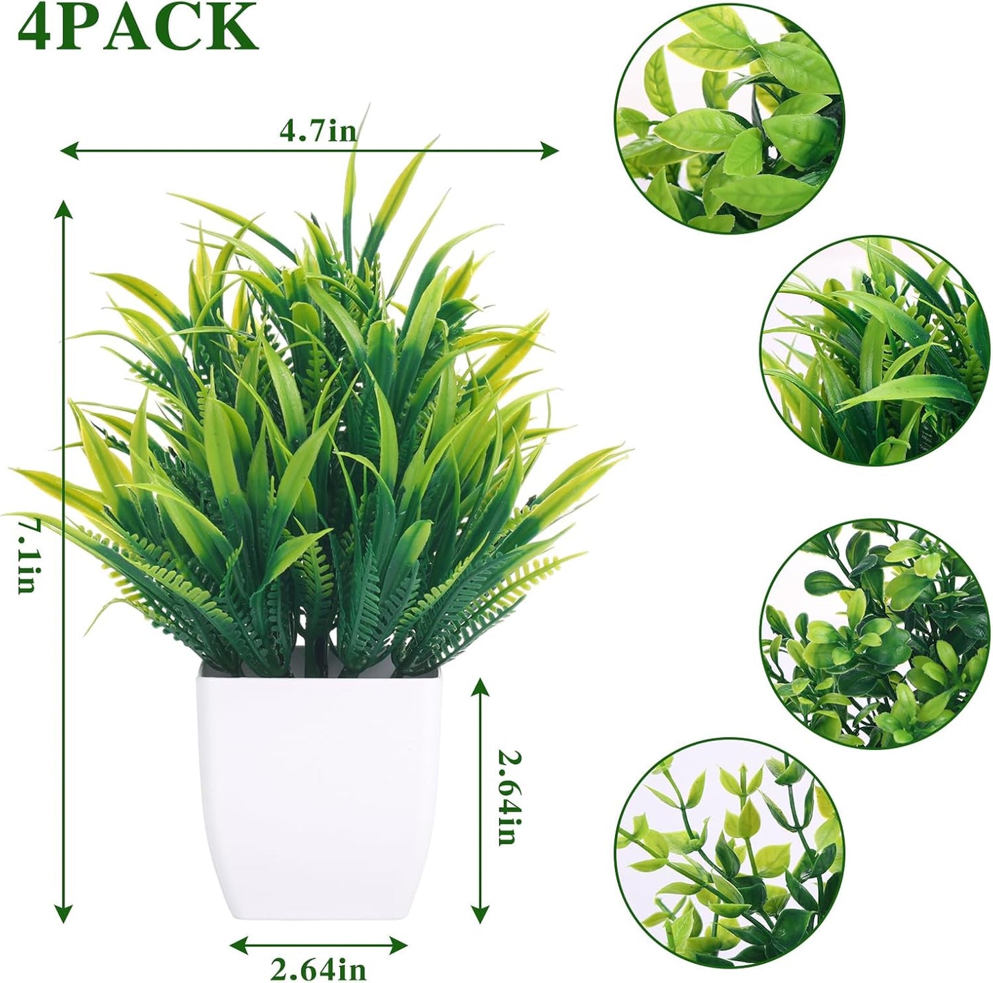 CEWOR Fake Plants 2 Pack Mini Potted Plants Bathroom Accessories Small Artificial Greenery Decorations for Bathroom Office Home Room Kitchen Table Indoor
