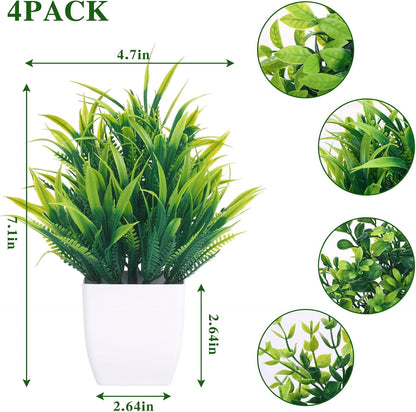 CEWOR Fake Plants 2 Pack Mini Potted Plants Bathroom Accessories Small Artificial Greenery Decorations for Bathroom Office Home Room Kitchen Table Indoor