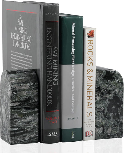 Koville African Natural Marble Bookends for Shelves, Non-Slip Book Ends, 13LBS Ultra Heavy Duty Marble Book Holder Organizer, Apartment Decor for Movies/CD/Video Games(Namib Fantasy)