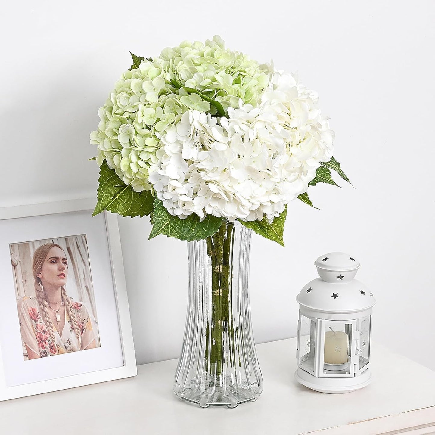 MARTINE MALL 3Pcs 21in Hydrangea Artificial Flowers, Latex Real Touch Hydrangeas Lifelike Large Hydrangea Flowers for Home Decor Party Arrangements Wedding Bouquets Centerpieces (Blue)